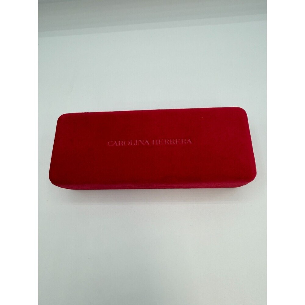 Carolina Herrera Red Magnetic Eyeglasses Case Fuzzy w Cleaning Cloth Container